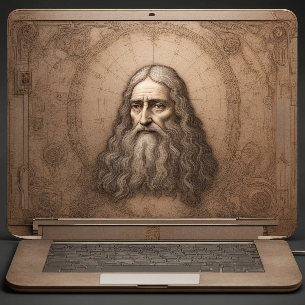 laptop in the style of leonardo da vinci