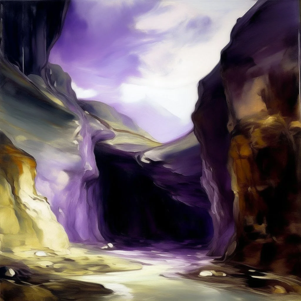 A purple cavern in the cloudy sky painted by John Singer Sargent