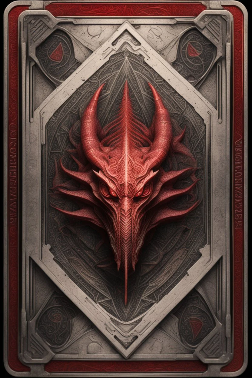 sacred geometry framed playing card, red dragon fire boss card in the style of Giger and fallout 4 ,,bokeh like f/0.8, tilt-shift lens 8k, high detail, smooth render, down-light, unreal engine