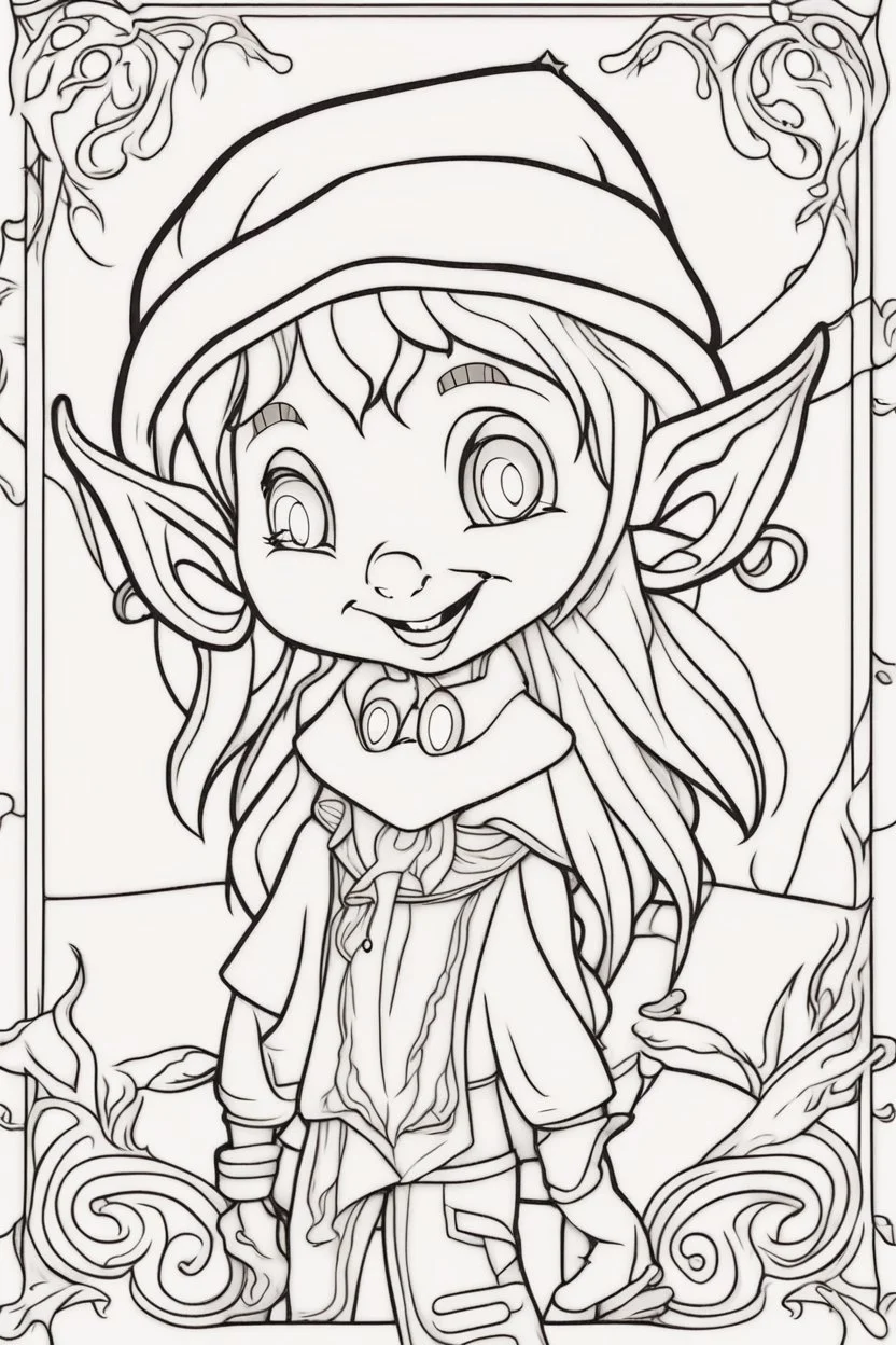 coloring page for kids, Elves, cartoon style, thick outline, low details, no shading