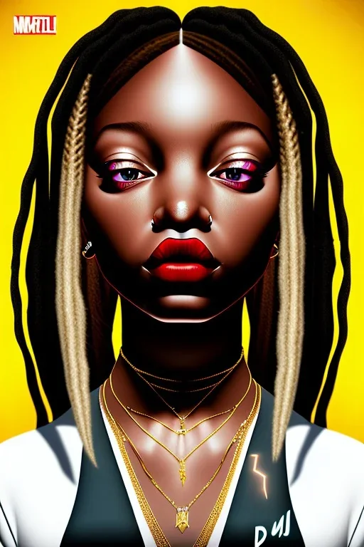 Little Simz, grown woman, dreadlocks, gold jewlery