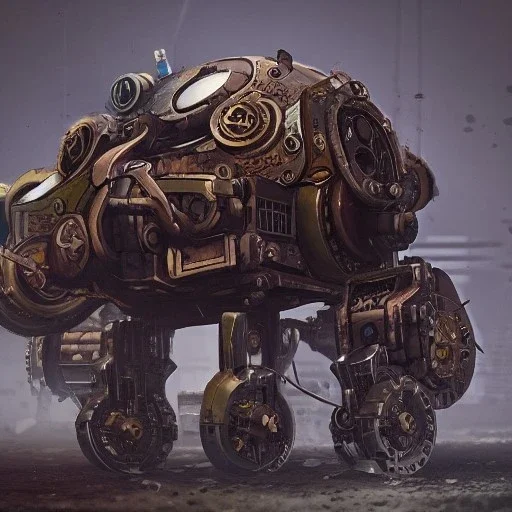 steampunk mech in debris