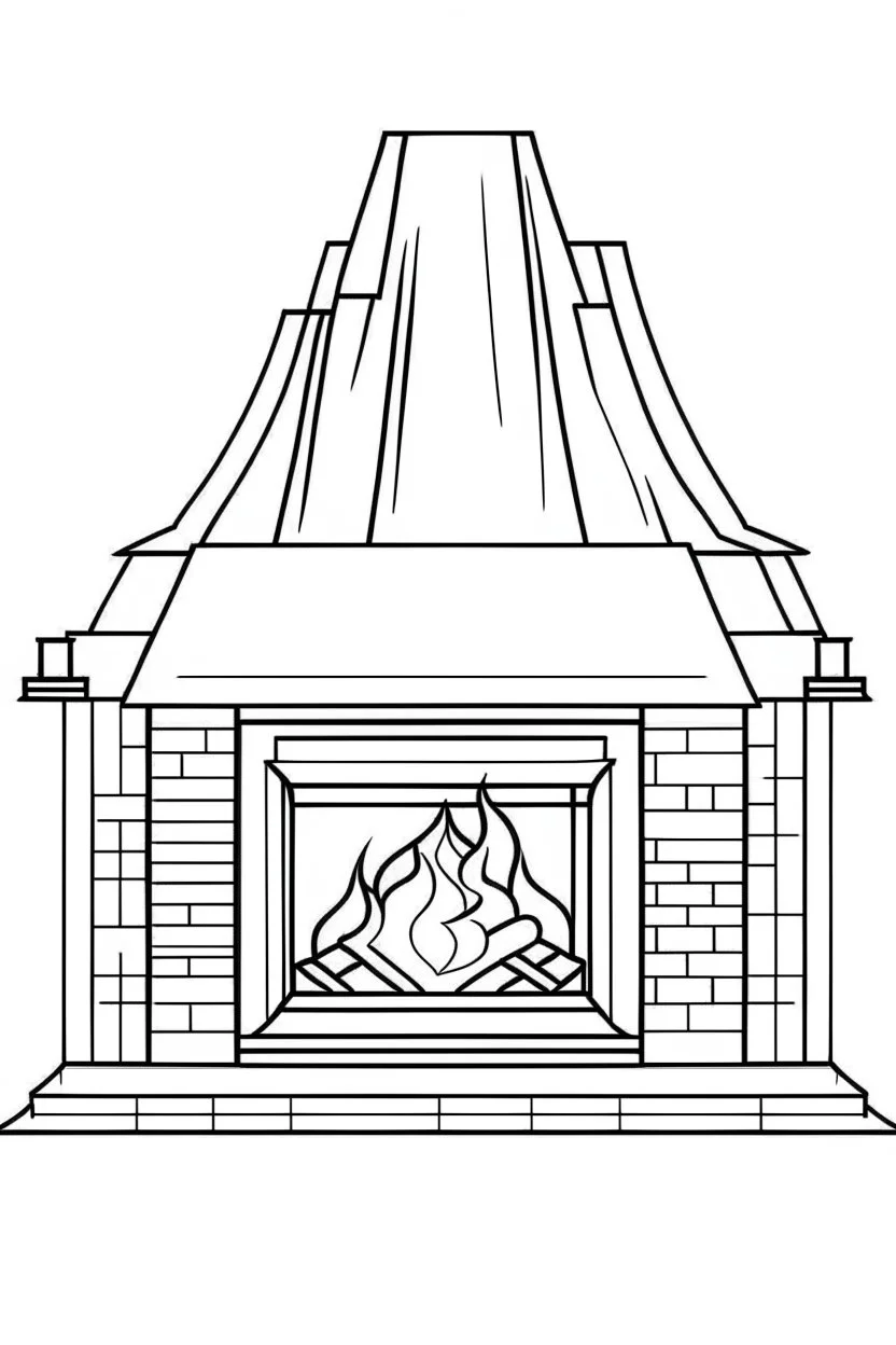 fireplace minimalistic, line art, background, vector, svg, coloring page, black outline on white background