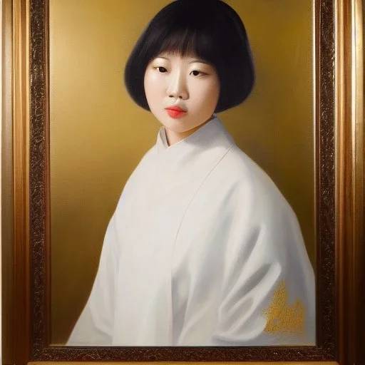 Full body portrait, painting, medium shot lady wasei-eigo