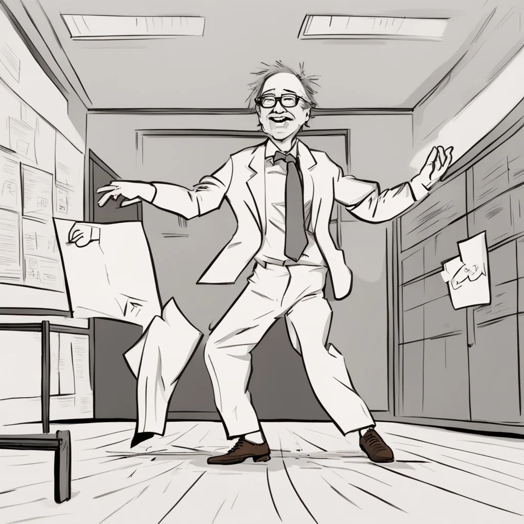 academic professor carton dancing