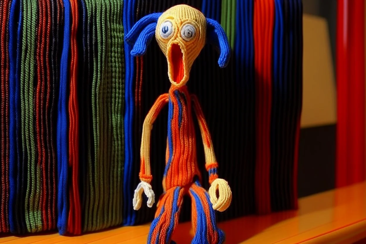 Knitted the scream cat Edvard Munch the scream