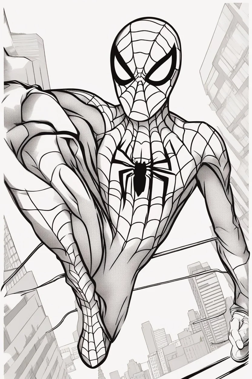 out line art of SPIDER MAN super HIRO colouring pages with white background ,skech style ,full body. only use outline,mandala style,clean line art,white background,no shadow and clear and well outlined