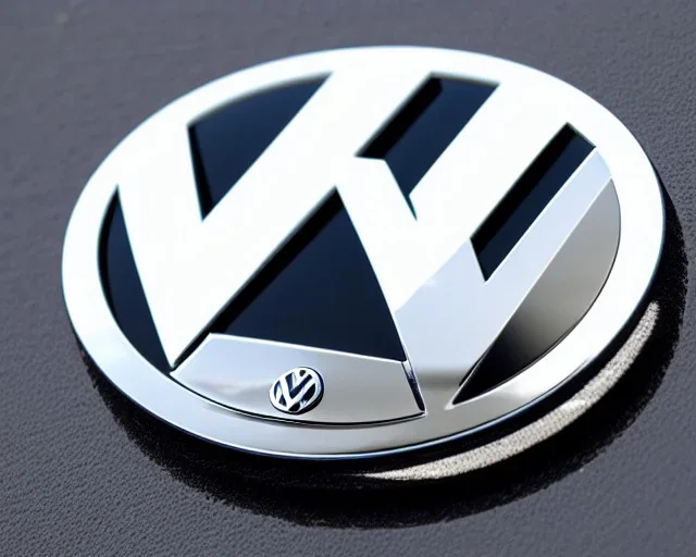 vw logo badge chrome futuristic