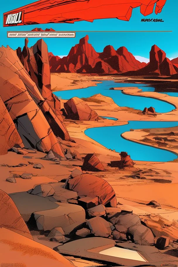 a red blooded desert valley landscape marvel comics style