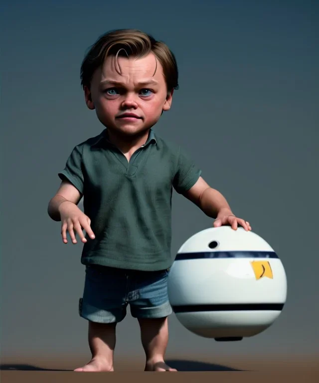 Leonardo di caprio toddler, full body, car, dramatic lighting, hyper realistic