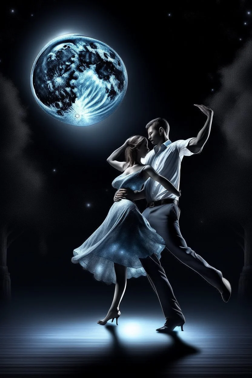 Poster song about dancing under the moon Photorealistic