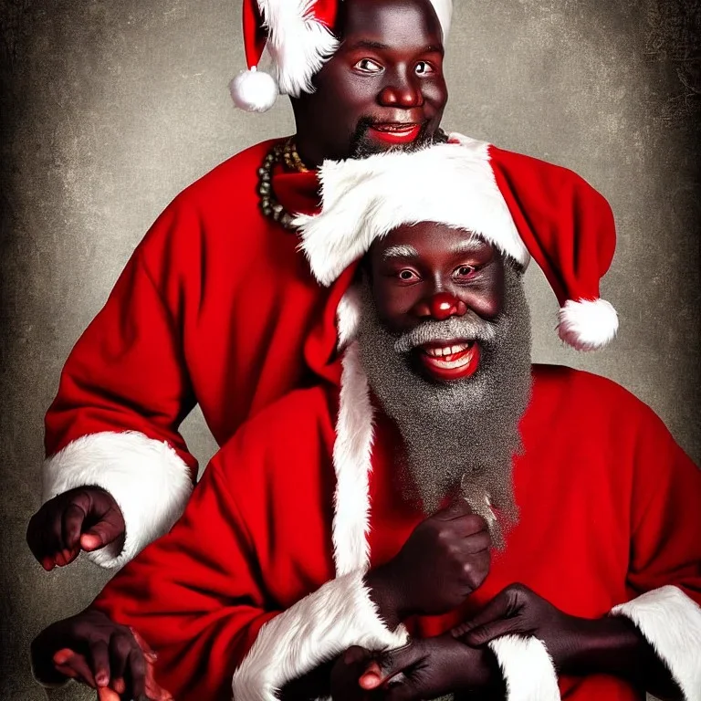 photograph, Santa is African tribal wiseman, wizards and angels