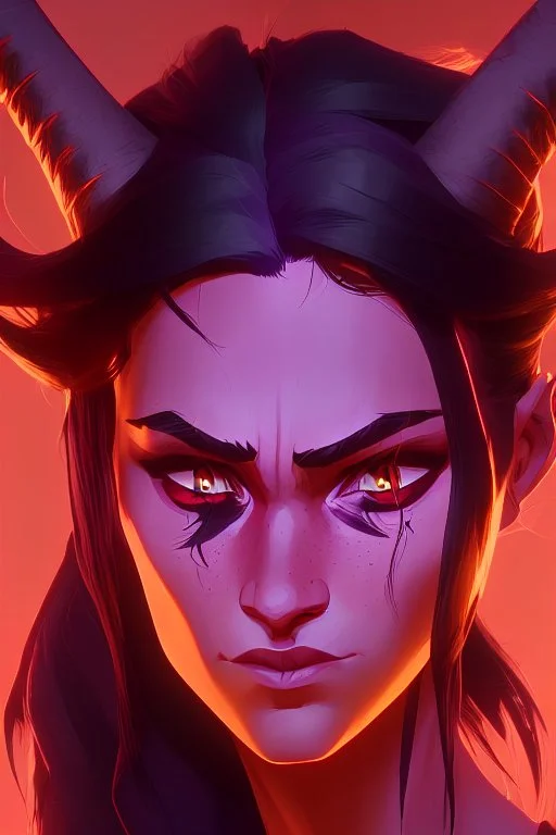 bright red glowing eyes, clean soft face