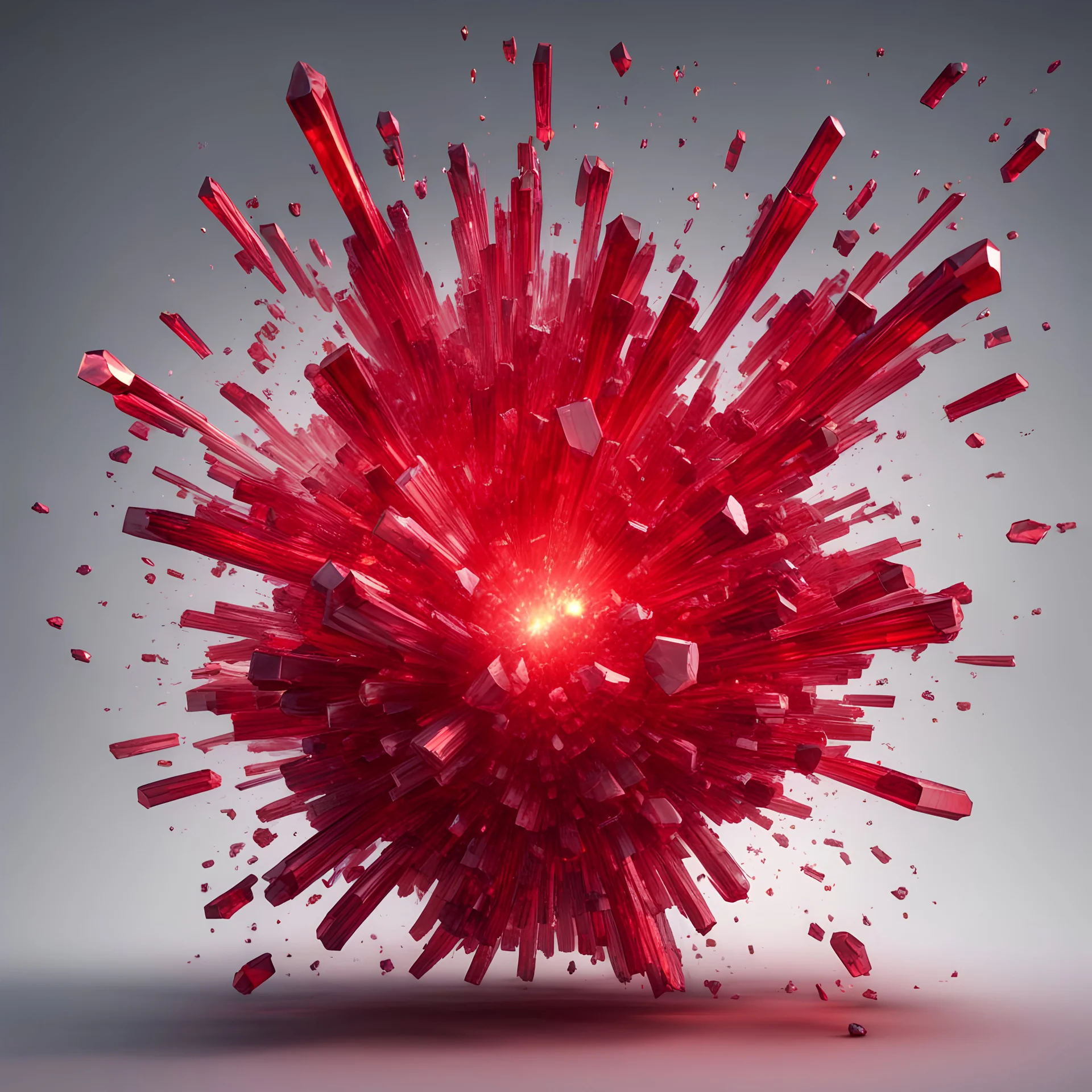 red rubi crystal exploding, 3D Render, Ultra Realistic, 4K