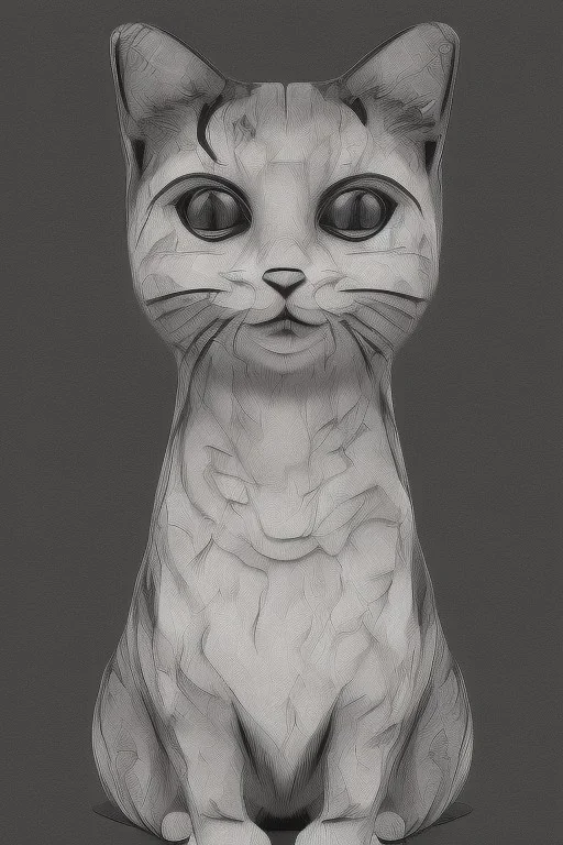 cat, Ukiyo-e painting, highly detailed, black and white