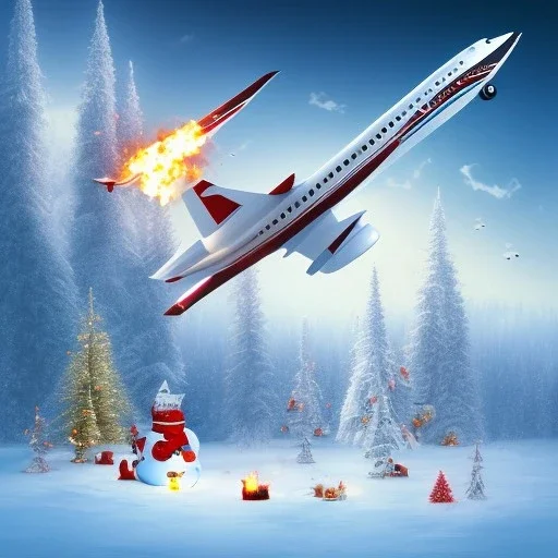 plane crashing into mega big snowman