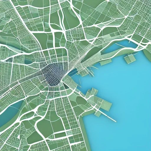 a 3d partially transparent map with roads and highways, desaturated colors, and colored pins positioned throughout the map, highly detailed, intricate design, smooth, realistic render