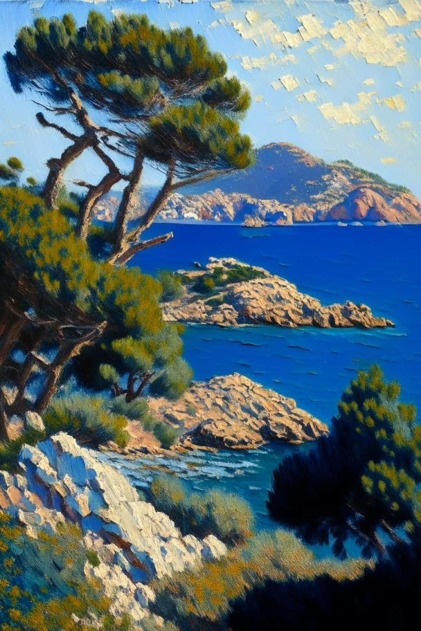 Ibiza landscape oil painting, detailed Claude Monet, detailed