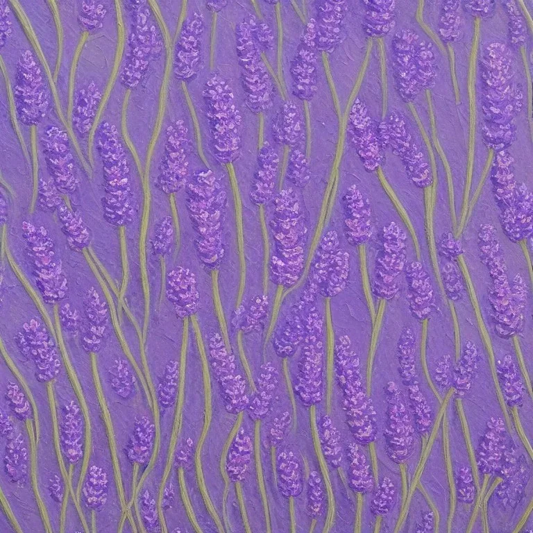 A highly detailed oil painting of intricate lavender flowers, seamless pattern, art brut