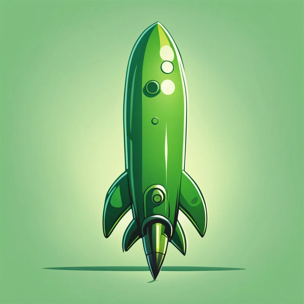 green rocket cartoon stylized