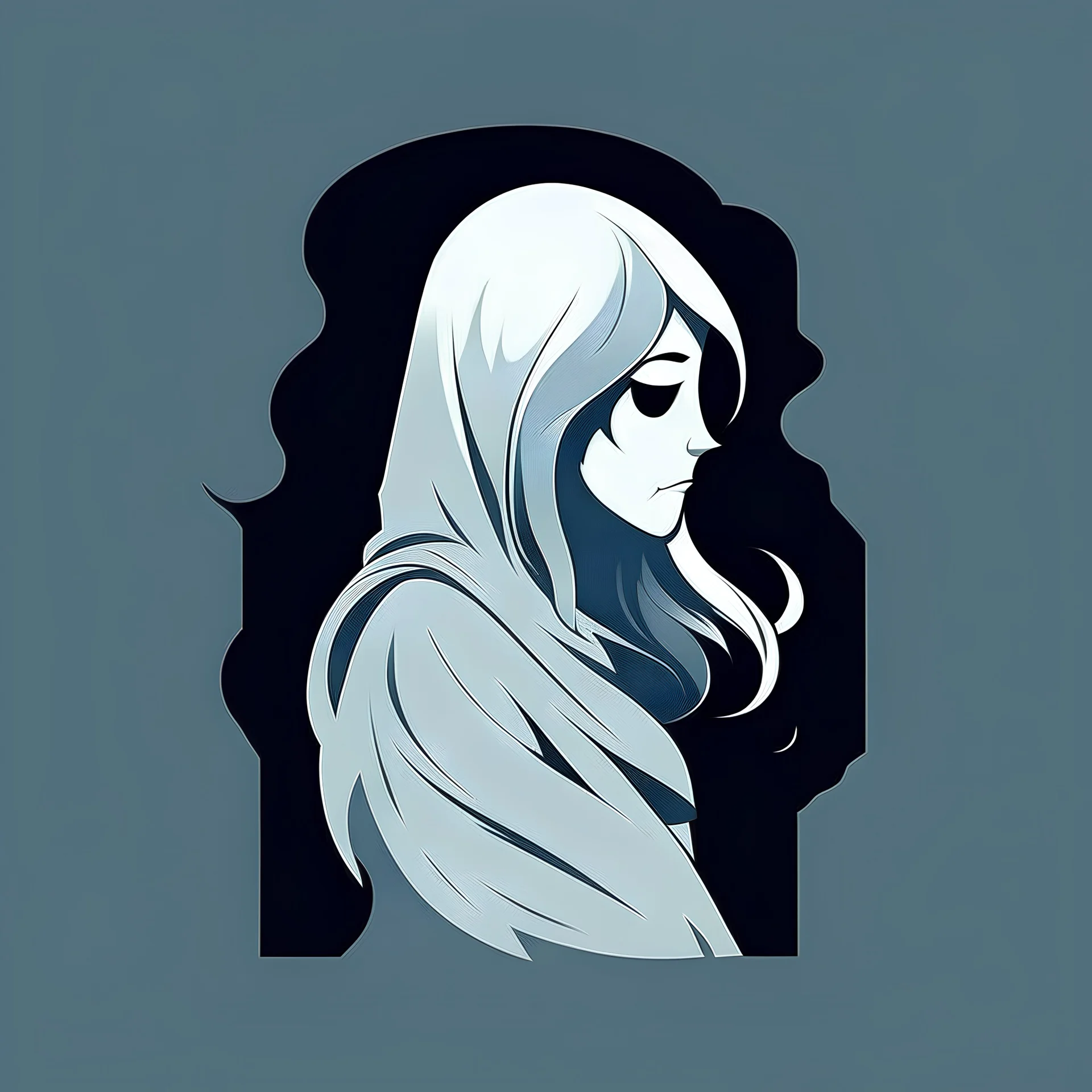 sticker, girl, ghost, banshee, minimalism