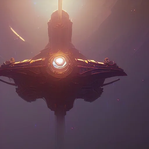 huge ornate spaceship made of brass flying through space, dramatic lighting