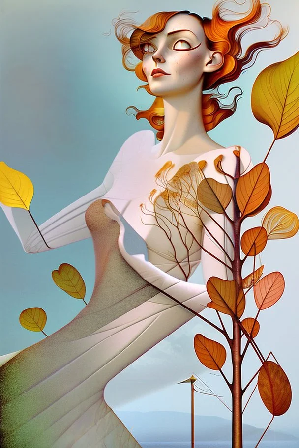 Streamline moderne woman windblown hair trees leaves carel weight Oxana dobrovolska catrin welz-stein andrea kowch andrea kurti art deco