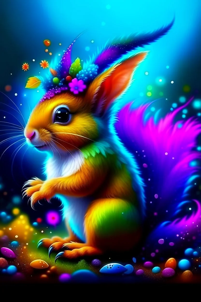 Beautiful fairy squirrel colorful art conceptual, amazing artwork, hyper-detailed, ultra maximalist quality, 12k,squirrel