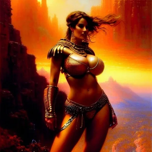 Drawing of beautiful face,'beautiful ,Busty PoweGirl',intense stare, ancient skintight armor, balanciaga fashion clothe painting by gaston bussiere, greg rutkowski, yoji shinkawa, yoshitaka amano, tsutomu nihei, donato giancola, tim hildebrandt, Oil on canvas, cinematic composition, extreme detail,fit full head inside picture,16k