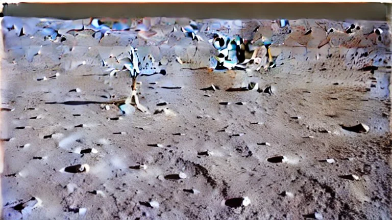 A Tesla semi-truck is parked on the Moon, at the landing site of the 'Apollo 11'. CINEMATIC. WIDE ANGLE LENS.