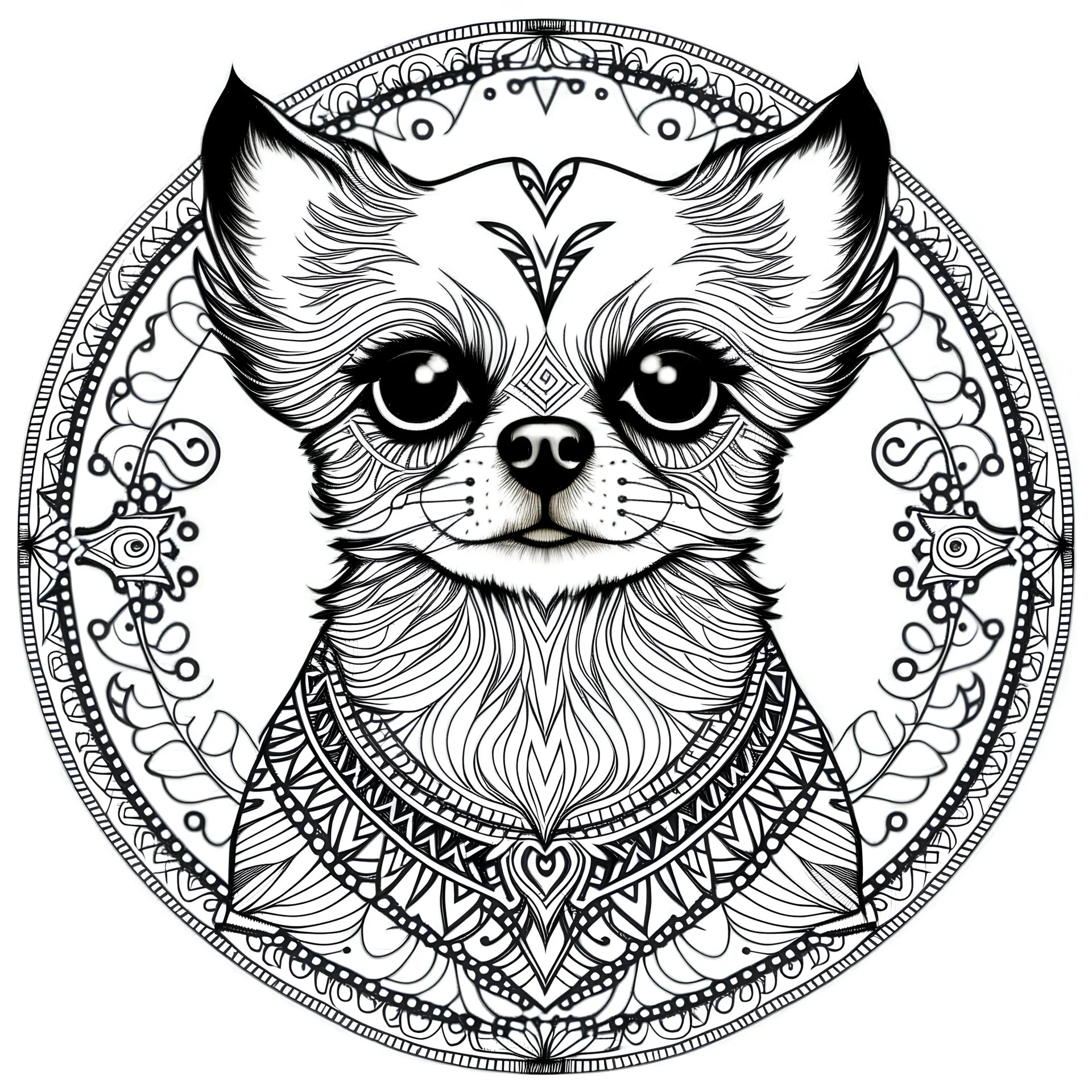 coloring pages: Charming Chihuahua Mandala