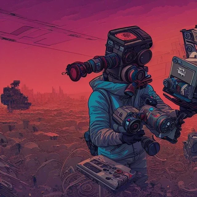 Camera., concept art, hyper detailed, asaf hanuka, dan mumford, kilian eng, post-apocalyptic, oil on canvas