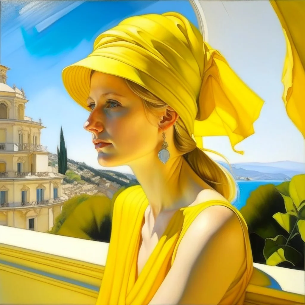 Neoclassicism woman realistic yellow cote d'azur