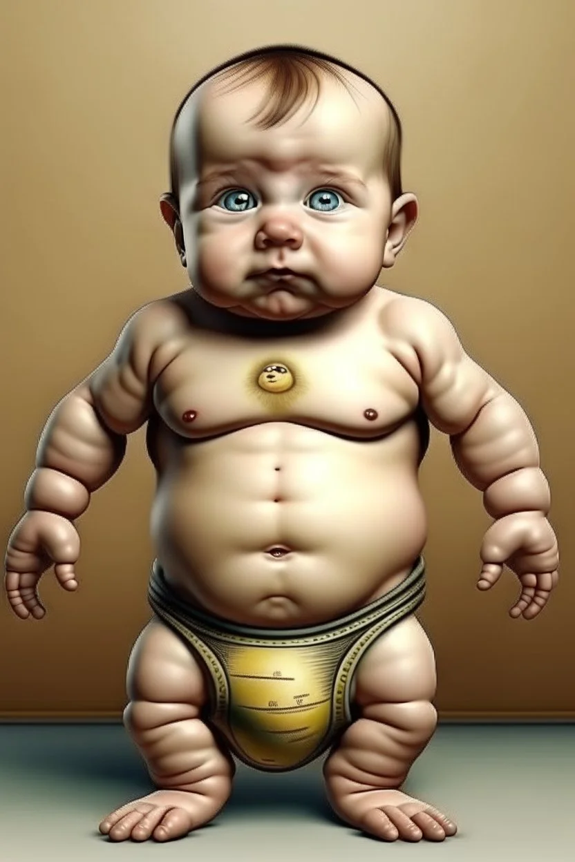 baby with six packs, little baby, realistic