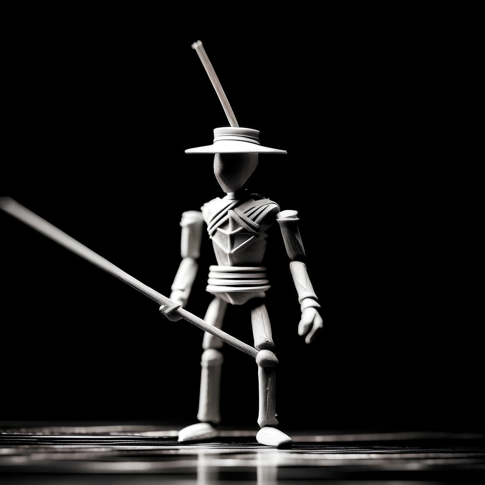 thin stick soldier black and white