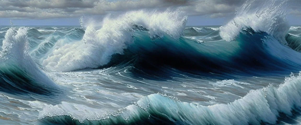 ocean, painting, realistic