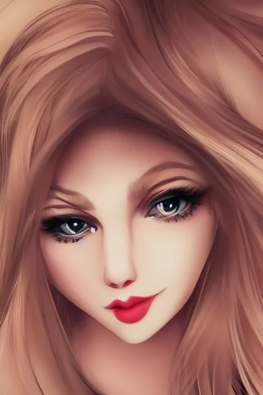 animation women beautiful eyes red lips golden hair asia fox pretty girl sharp eyes