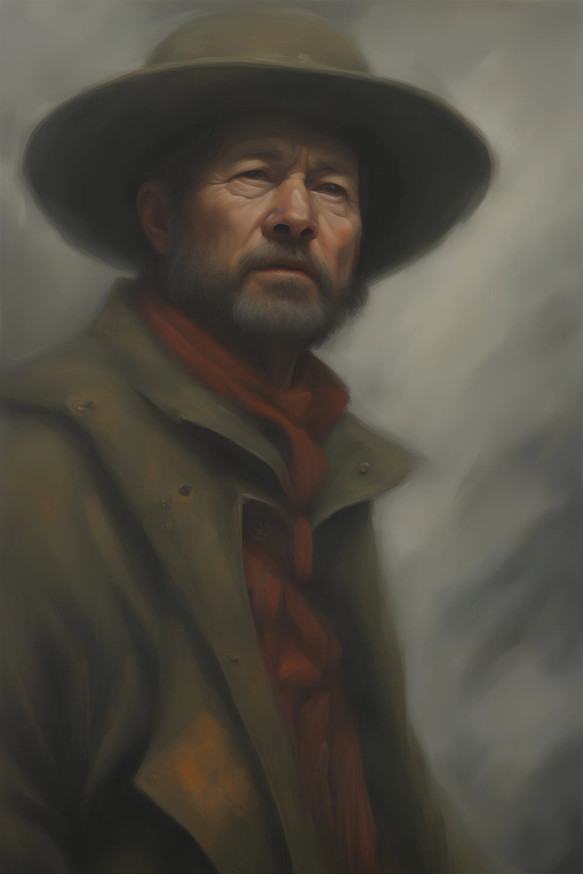 Portrait of Hoser Shinzoiks - oil painting by Porgie Pinnacle - fire, fog, mist, smoke
