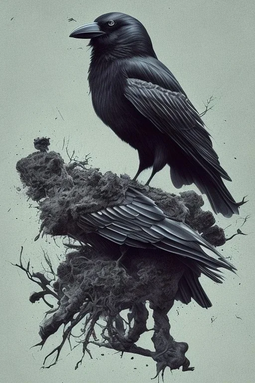 Dead nature. crow . surrealism