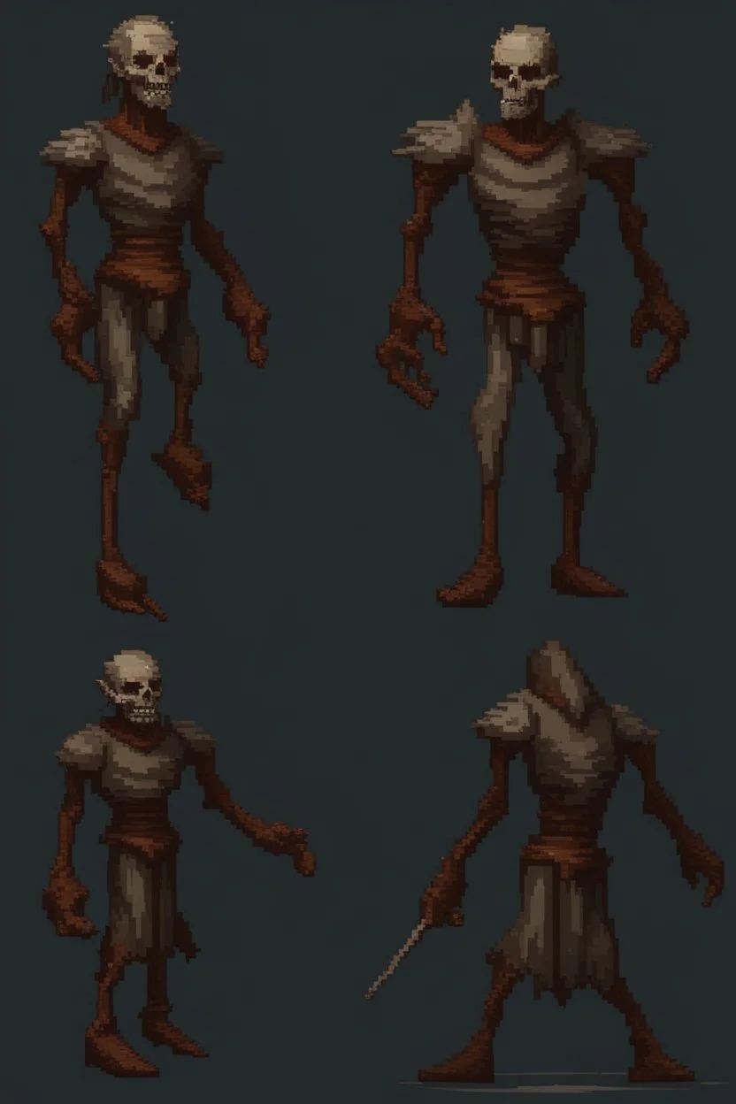 pixel undead soul sprite for pixel game in the medieval style side view idle animation. --ar 9:16