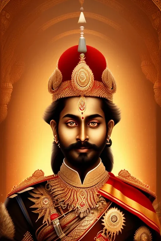 india chhatrapati sambhaji, theme art, Dark night atmosphere, 8K, close-up face, anatomically perfect face, roots,