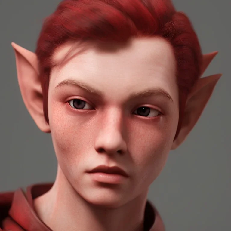 Red Head Elf, Dramatic color, Detailed,