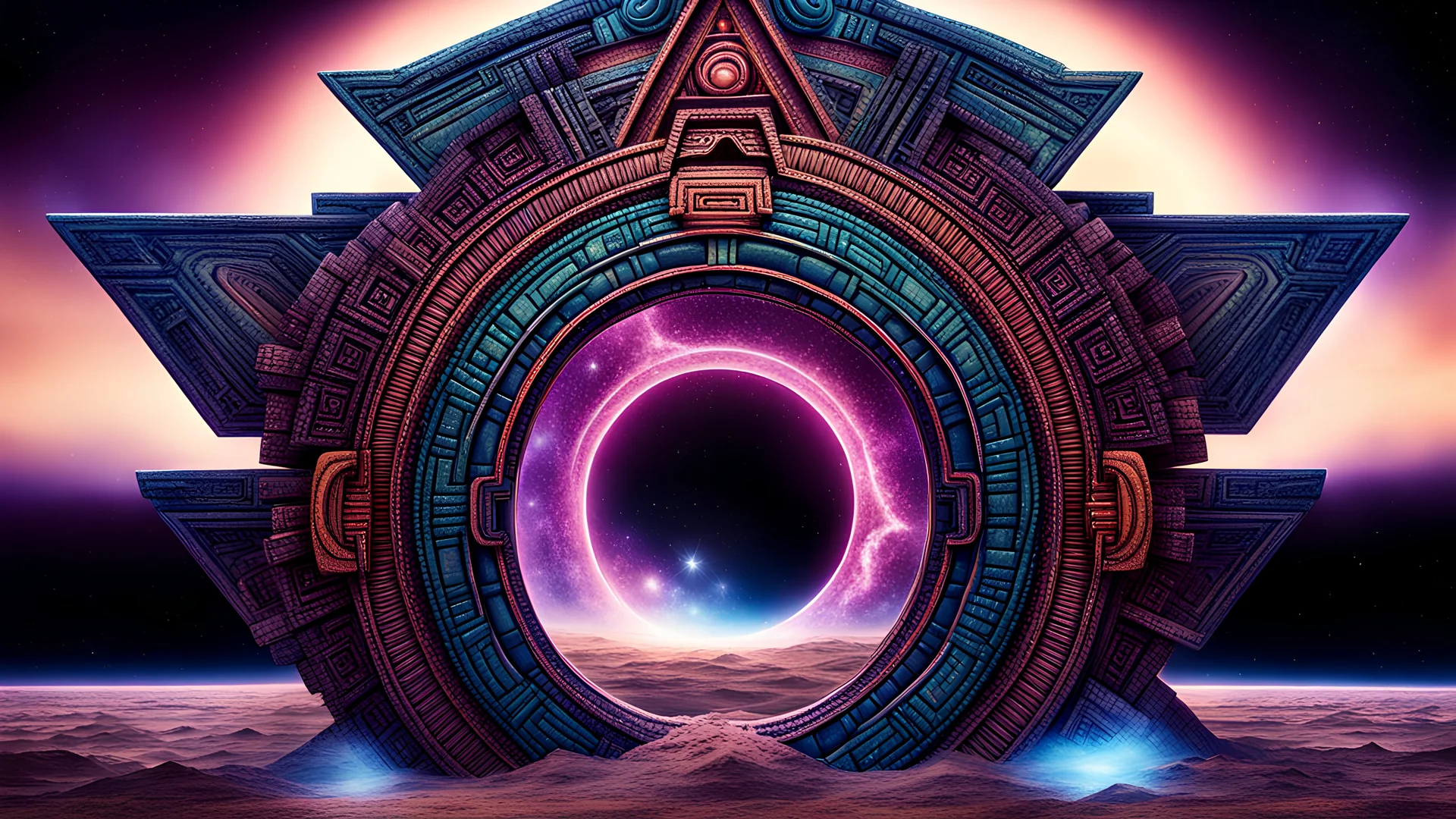 surreal galactic aztec stargate