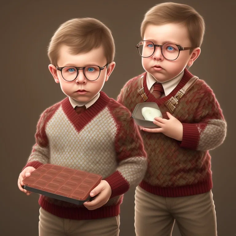 solo peter billingsley is a chubby kid with glasses, gripping a single Dark red soap bar, ((brown))argyle sweater, alone in bathroom