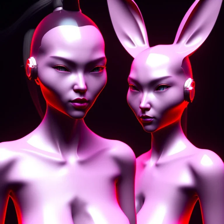 Portrait, Front avatar image, sweet latex rabbit mask, cyberpunk Asian woman, black pink color, highly detailed, concept art, smooth, unreal engine 5, god rays, ray tracing, RTX, lumen lighting, ultra detail, volumetric lighting, 3d, finely drawn, high definition, high resolution.