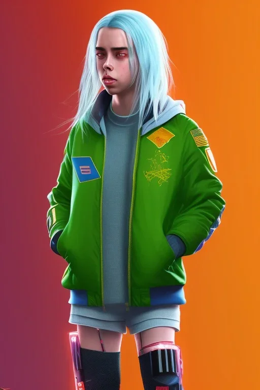 Billie Eilish, in stockings, cyberpunk2077