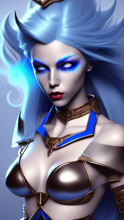 {devil dark elf} with {blue} hair and with cute face, {fire}, blue eyes, skimpy leather clothes, stiletto heels, perfect composition, hyperrealistic, super detailed, 8k, high quality, trending art, trending on artstation, sharp focus, studio photo, intricate details, highly detailed, wide borders