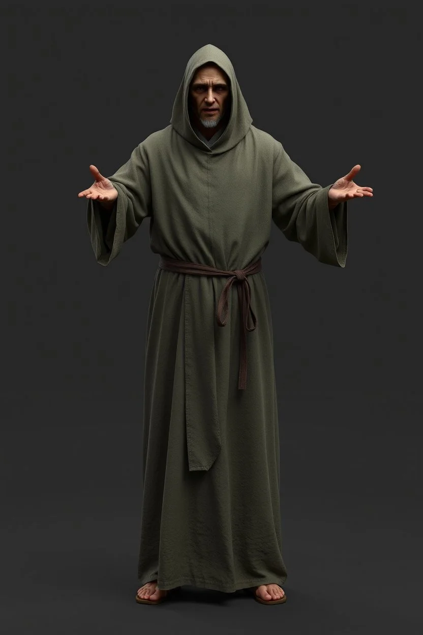 russian monk for a horror , silent hill style, 3d model, t-pose, full length, a pose, front face