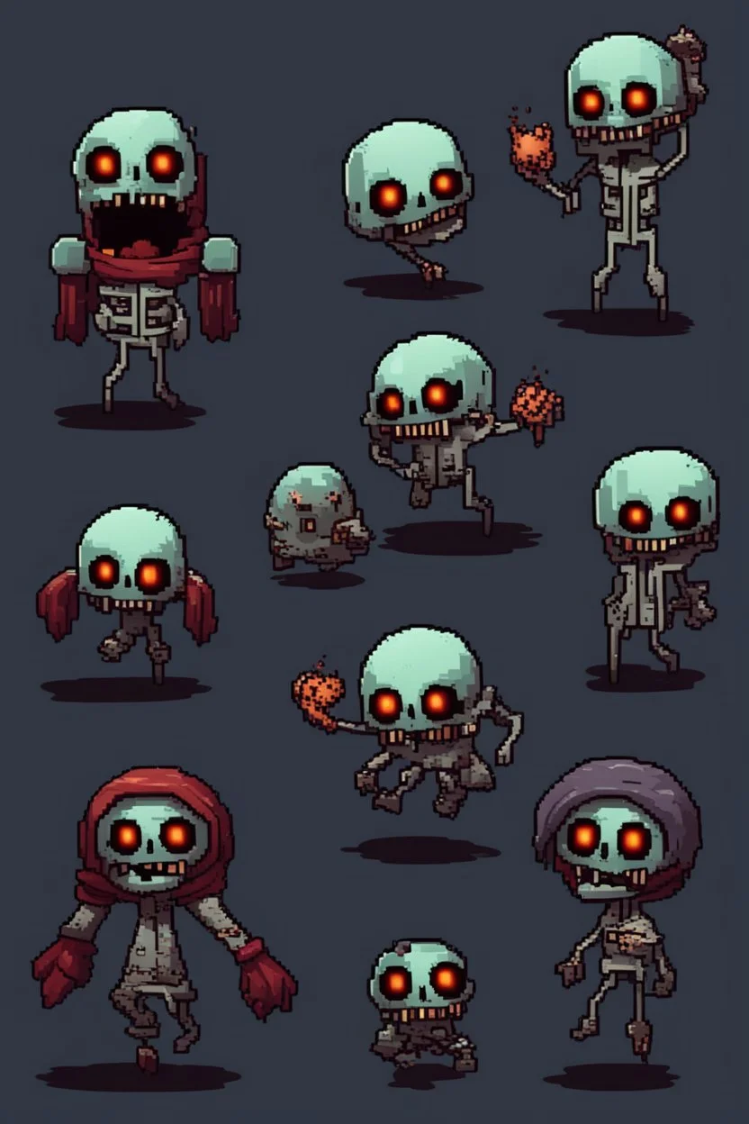 cute pixel undead soul sprite sheet for animation (idle, run, jump movement)