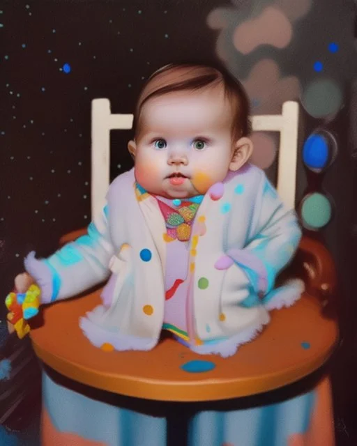 a baby in a colorful setting, disney style